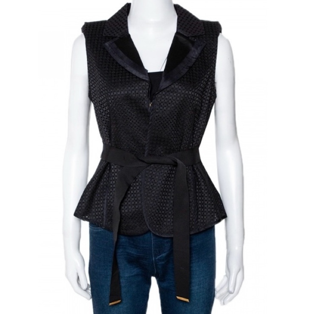 Louis Vuitton Women’s Designer Silk Cotton Lace Luxury Belted Vest Size 42 / 10